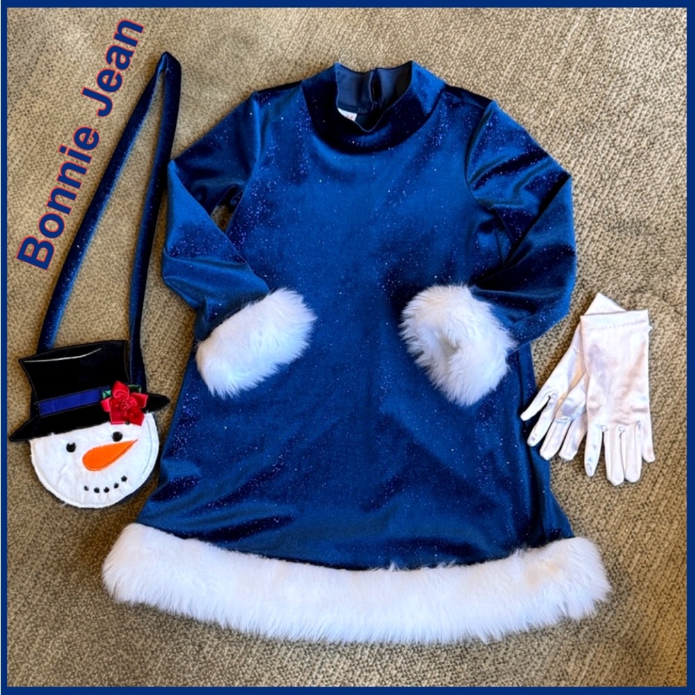 Bonnie Jean Princess Dress w/ Snowman Bag, White Gloves ~ Sz 4 - Picture 1 of 10